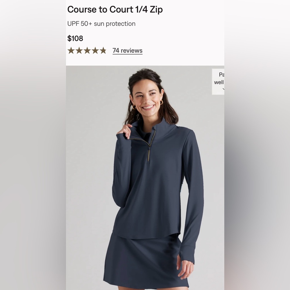 BRAND NEW - RHONE Steel Blue Quarter-Zip Pullover